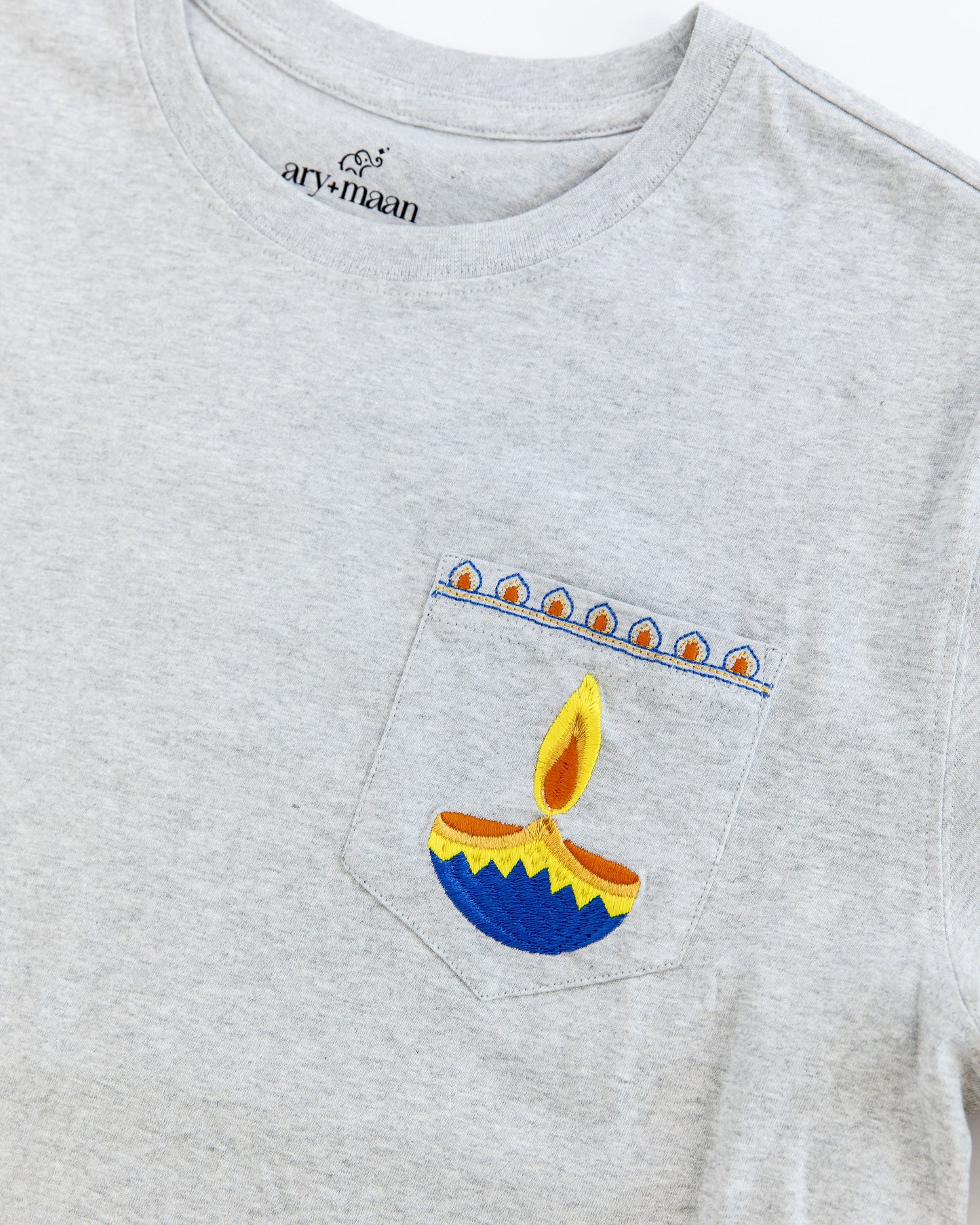 Adult Short Sleeve Pocket Tee – Blue Diya