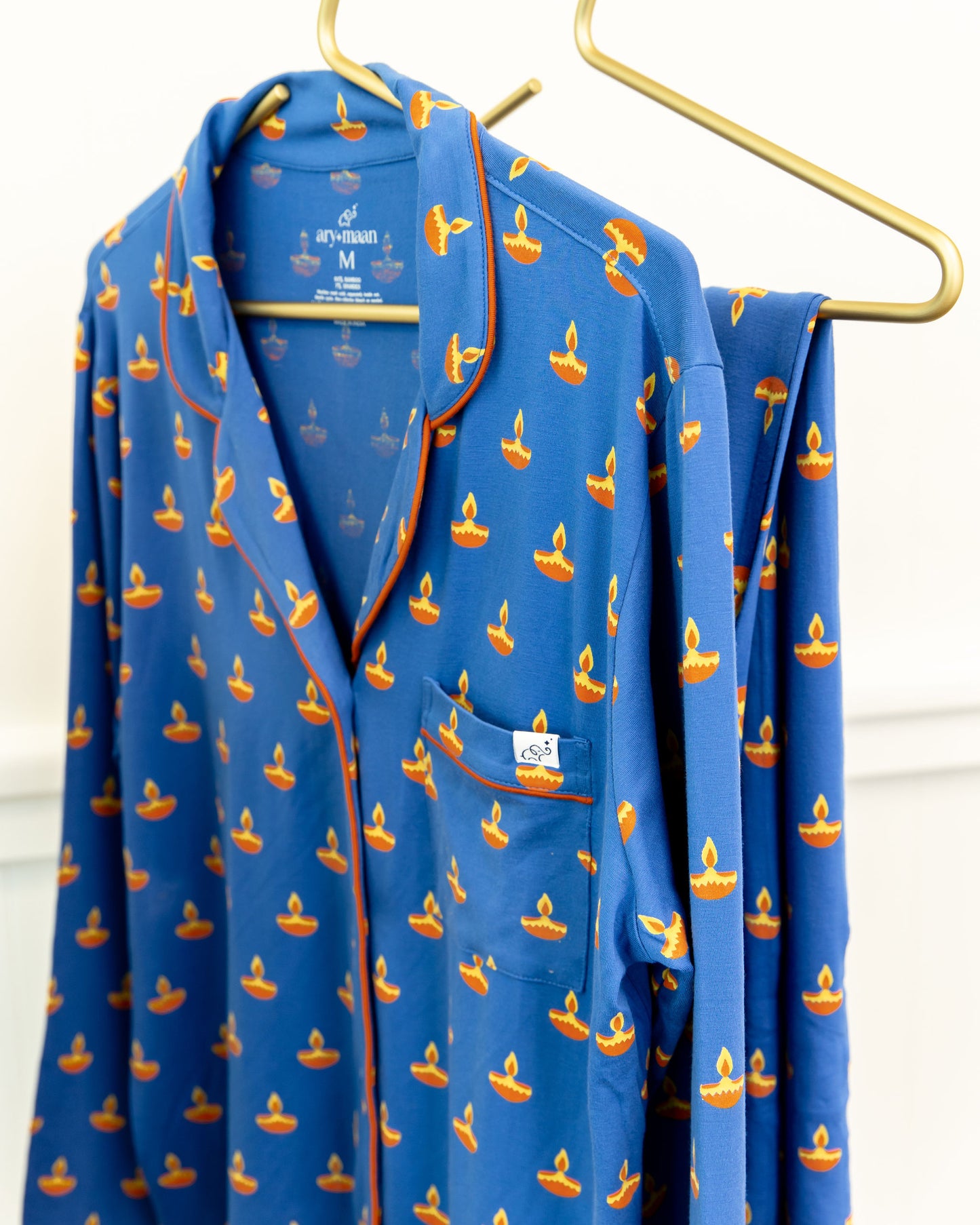 Adult Long Sleeve Button-Down Top – Blue Diya