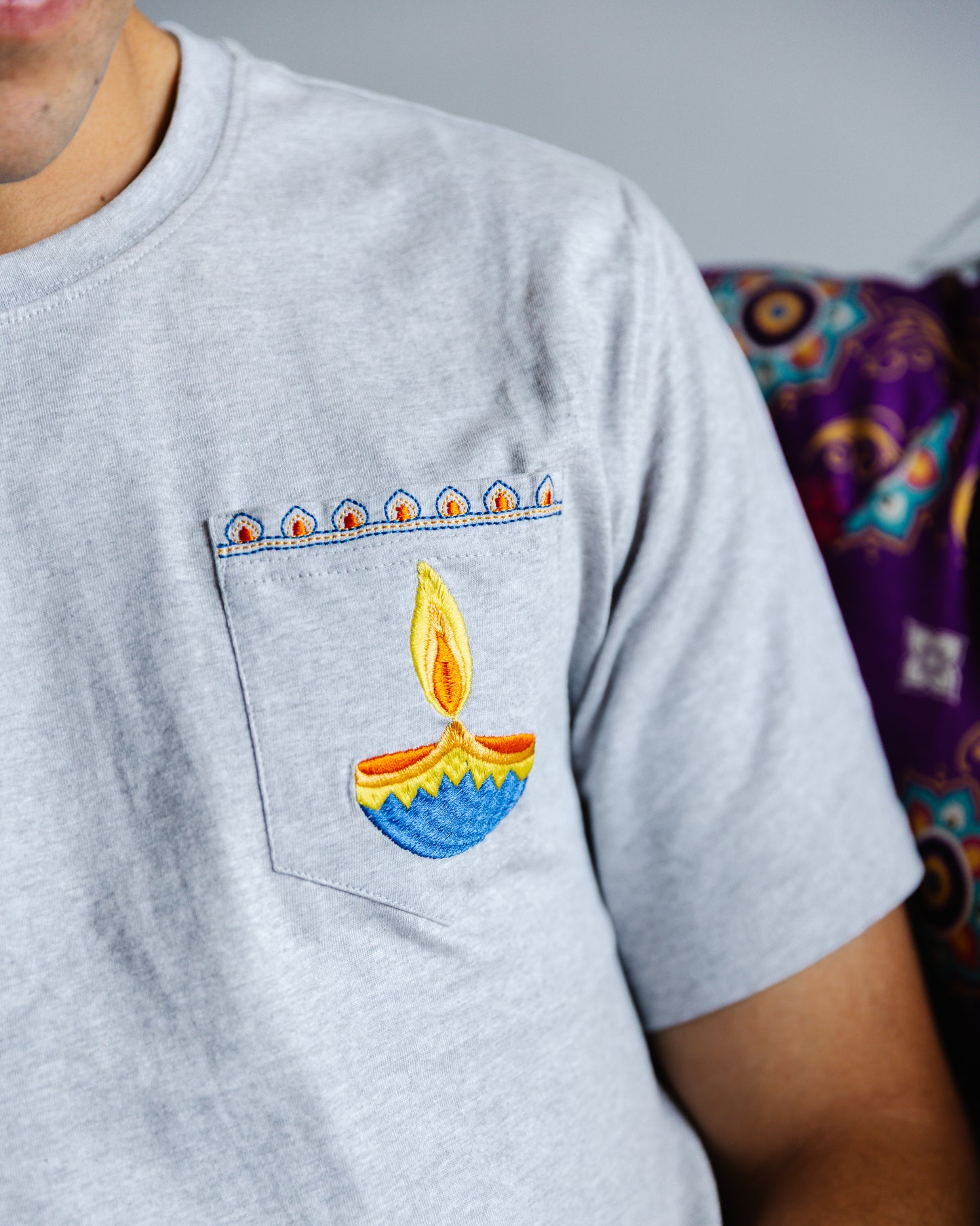 Adult Short Sleeve Pocket Tee – Blue Diya