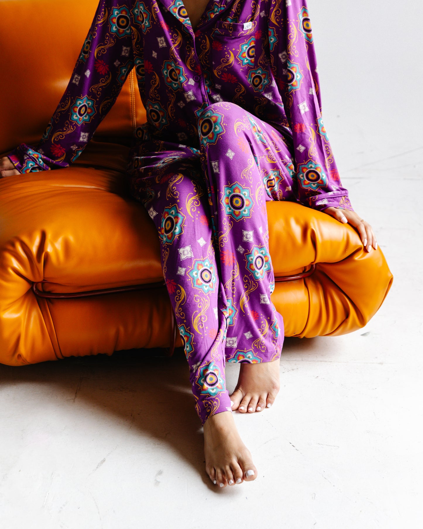 Adult Unisex Pajama Pants – Purple Rangoli