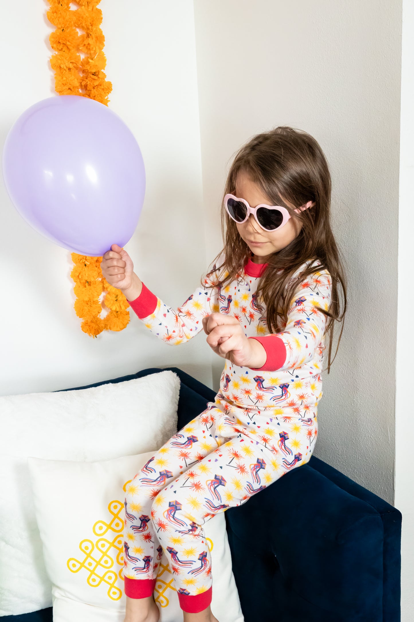 Toddler wearing organic cotton South Asian Inspired Diwali pajama set