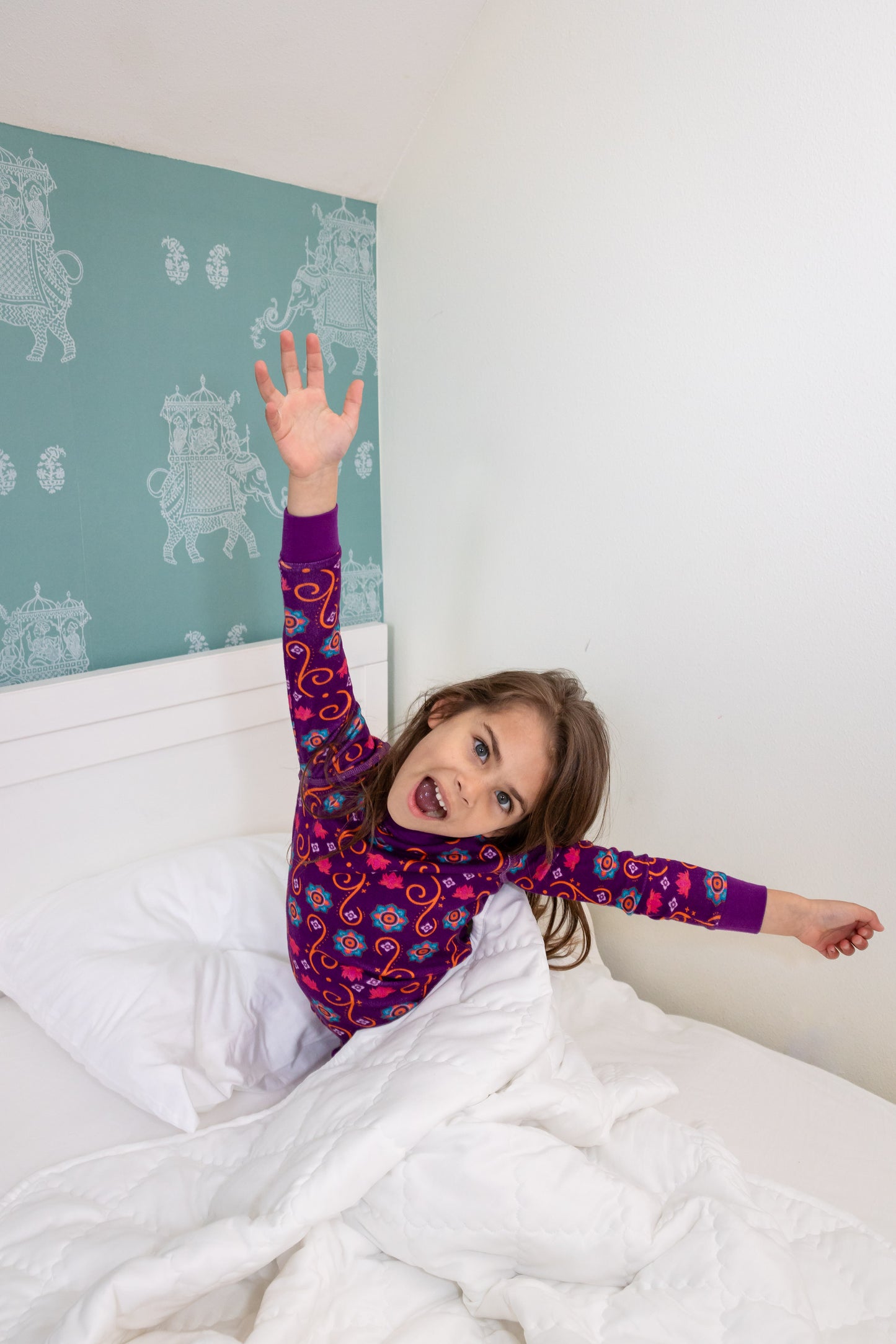 Toddler wearing organic cotton South Asian Inspired Diwali pajama set