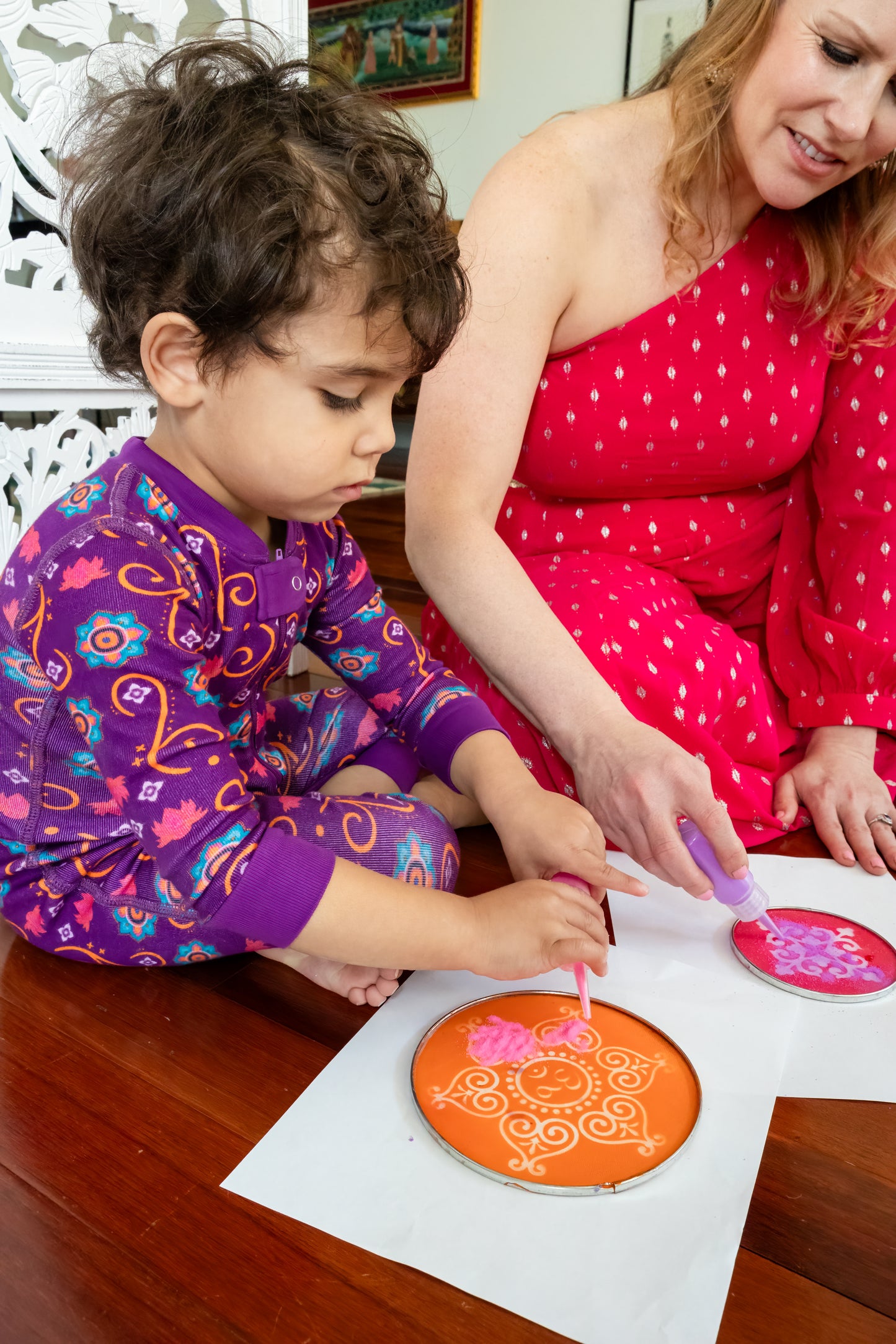 Baby wearing organic cotton South Asian Inspired Diwali pajamas