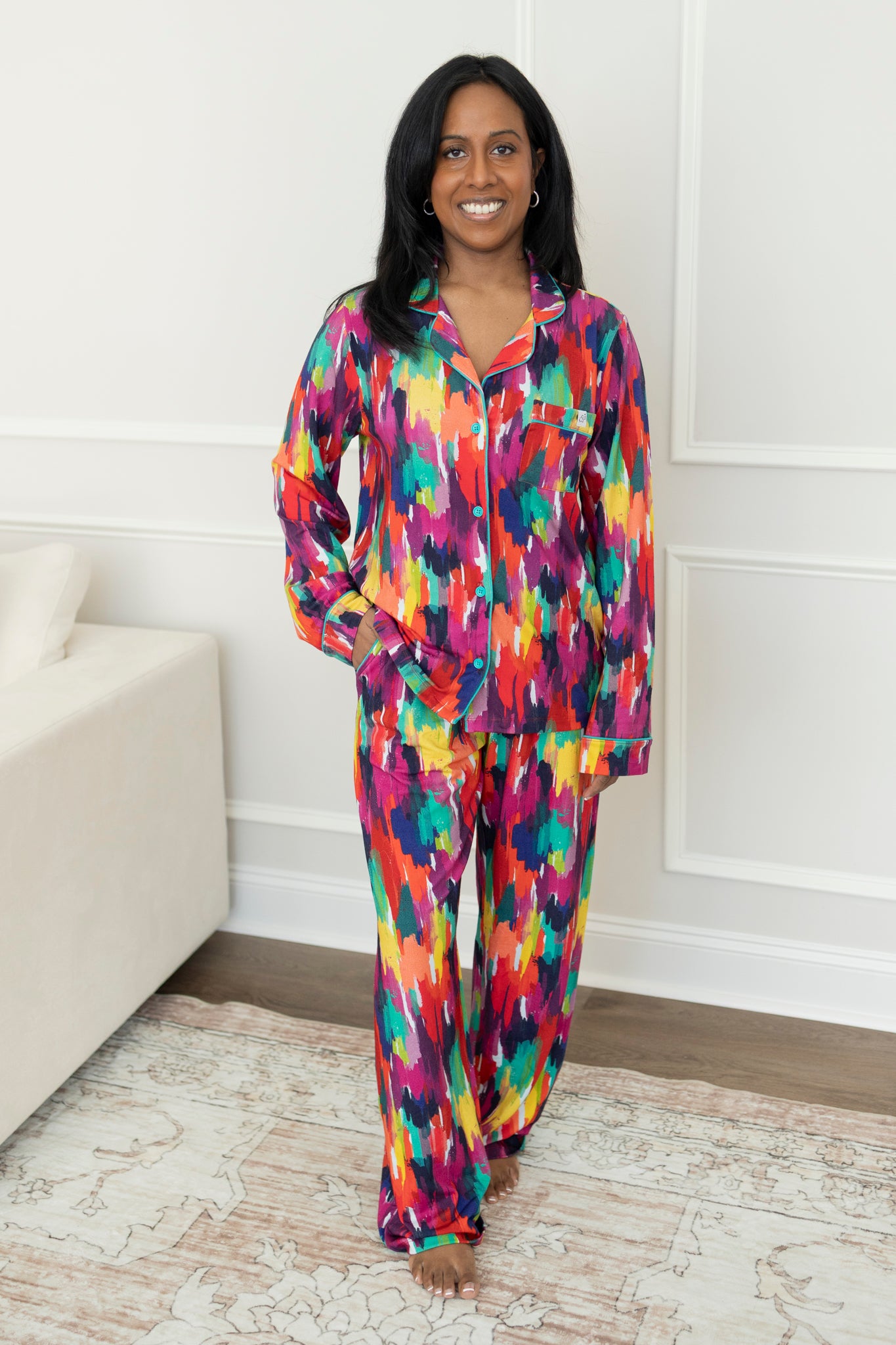 Adult Long Sleeve Button-Down Top – Holi Hues